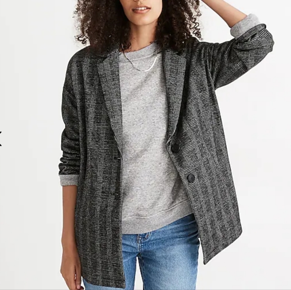 Madewell Glen Plaid Knit Oversized Blazer Size XXS